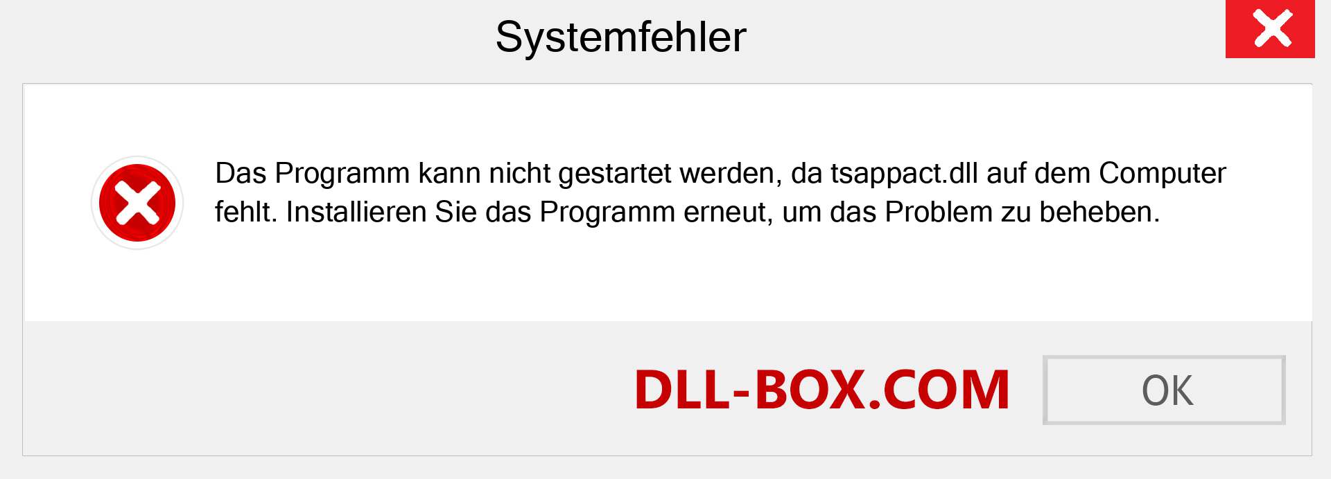 tsappact.dll-Datei fehlt?. Download für Windows 7, 8, 10 - Fix tsappact dll Missing Error unter Windows, Fotos, Bildern